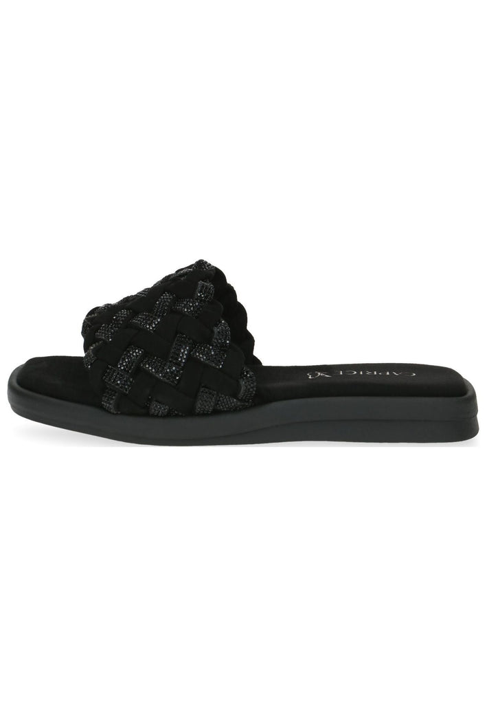 Caprice Pantoletten Veloursleder/Textil Schwarz - surf4shoes