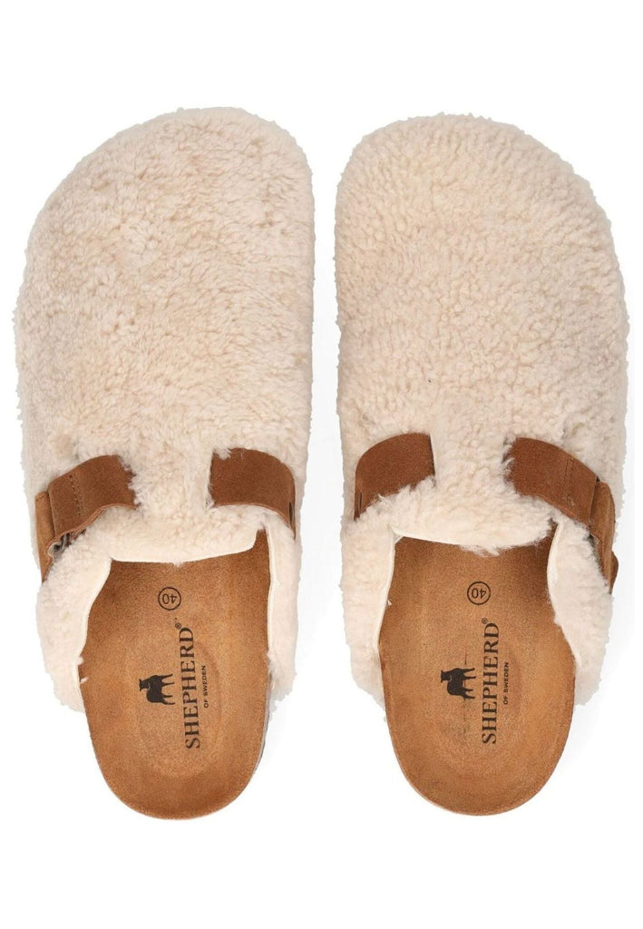 Shepherd Pantoletten Lammfell Creme Warmfutter - surf4shoes