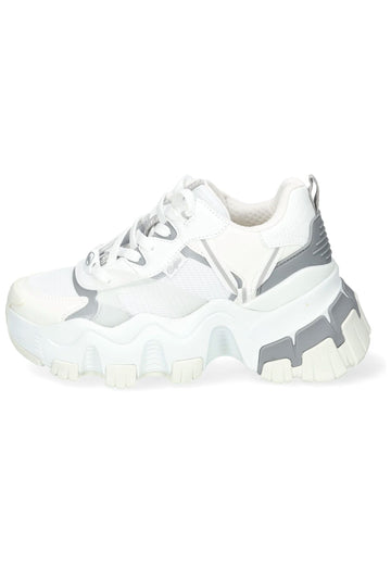 Buffalo Sneaker Lederimitat/Textil Weiß/Grau - surf4shoes