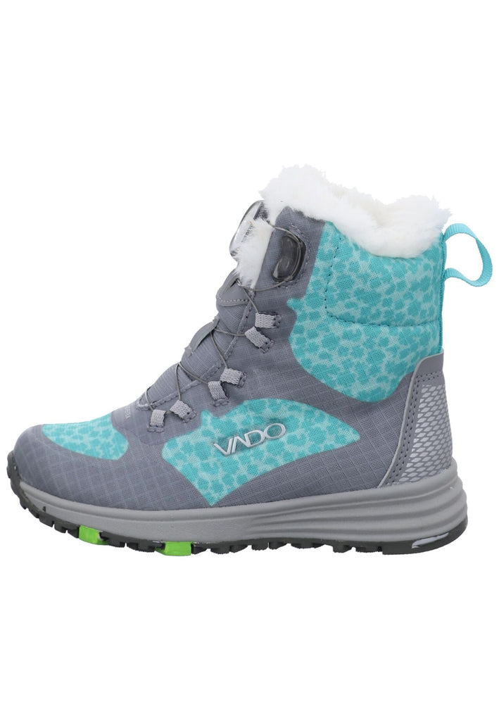 VADO Stiefelette Lederimitat/Mesh Grau/Türkis Warmfutter - surf4shoes
