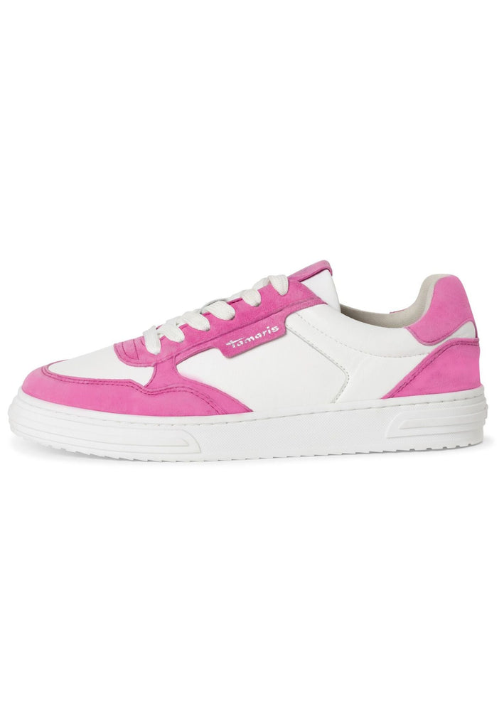 Tamaris Sneaker Leder/Synthetik Weiß/Pink - surf4shoes