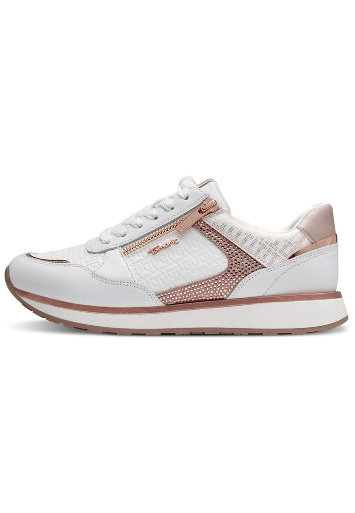 Tamaris Sneaker Leder/Textil Weiß/Gold - surf4shoes