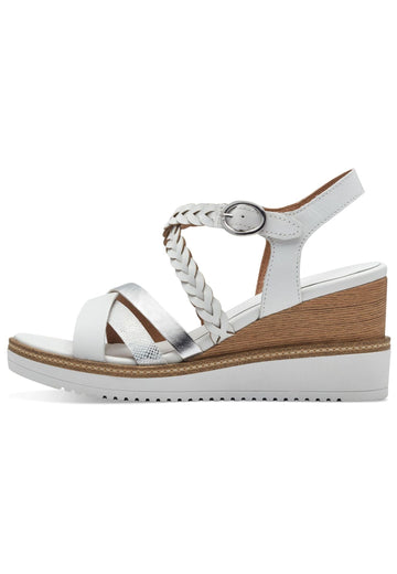 Tamaris Sandalen Leder/Synthetik Weiß/Silber - surf4shoes