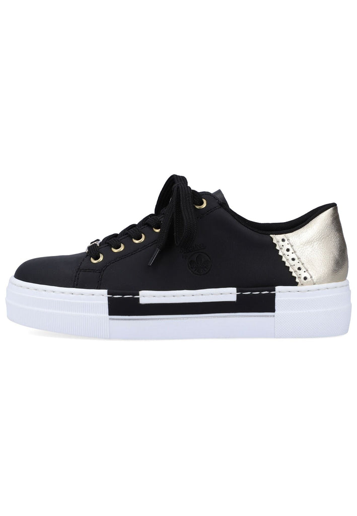 Rieker Sneaker Lederimitat Schwarz/Gold - surf4shoes