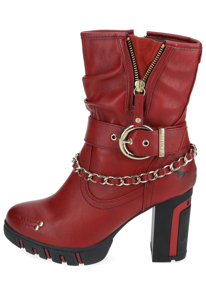 Mustang Stiefelette Lederimitat Rot Warmfutter - surf4shoes