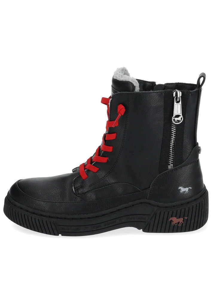 Mustang Stiefelette Leder/Textil Schwarz Warmfutter - surf4shoes