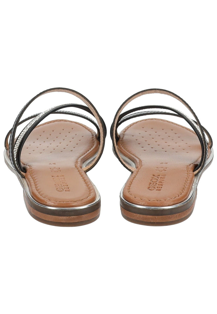 Geox Pantoletten Leder Schwarz/Silber - surf4shoes