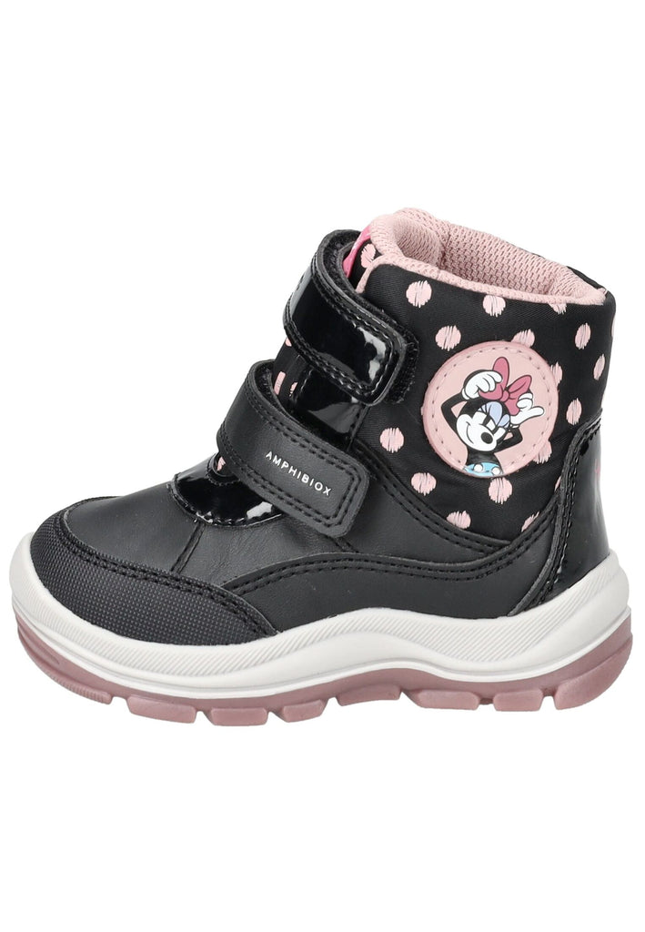 Geox Stiefelette Lederimitat/Textil Schwarz/Rosa Warmfutter - surf4shoes
