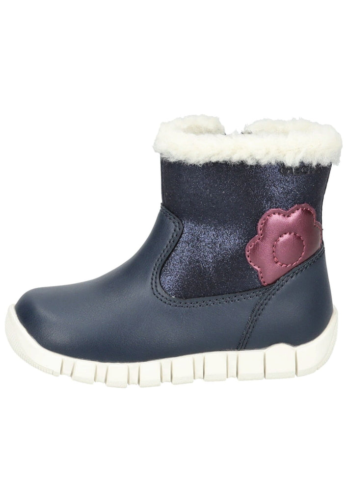 Geox Stiefelette Lederimitat Navy/Pink Warmfutter - surf4shoes