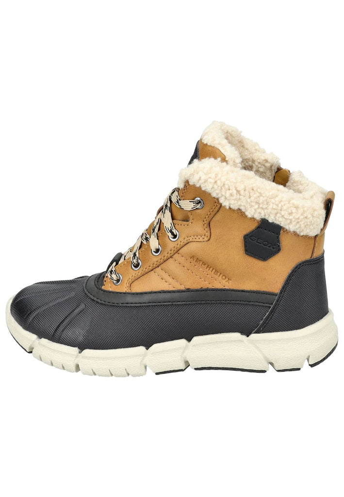 Geox Stiefelette Lederimitat/Textil Schwarz/Gelb Warmfutter - surf4shoes