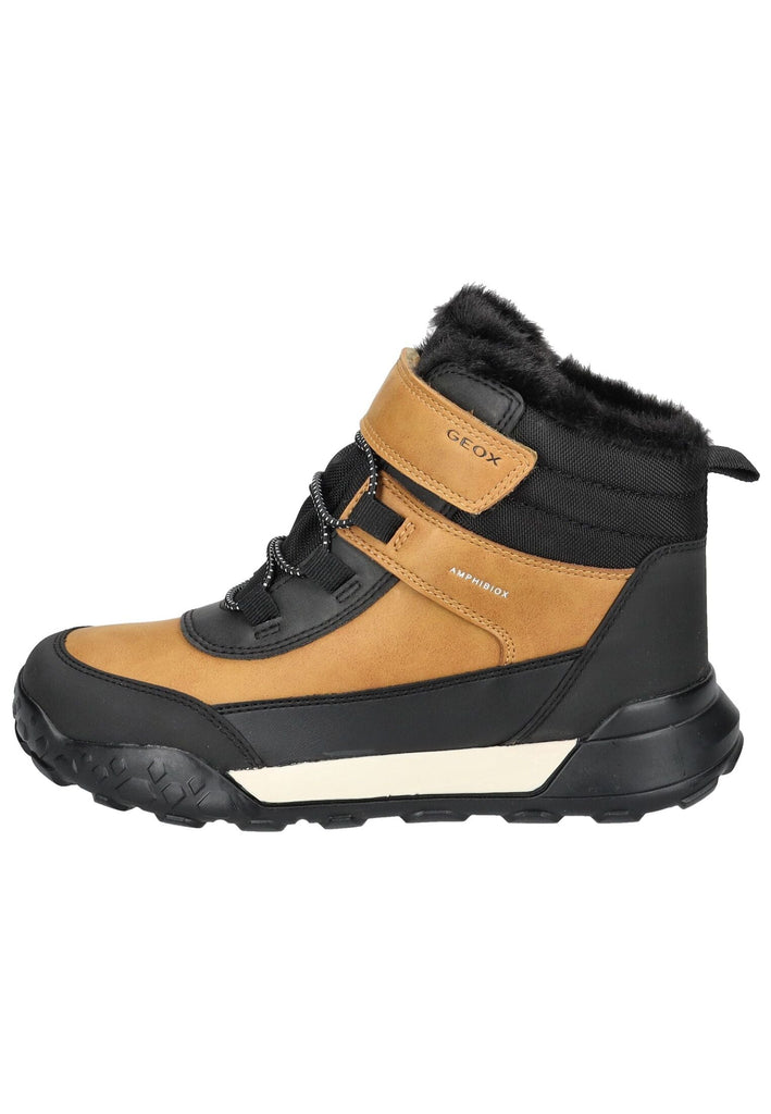 Geox Stiefelette Lederimitat/Textil Schwarz/Gelb Warmfutter - surf4shoes