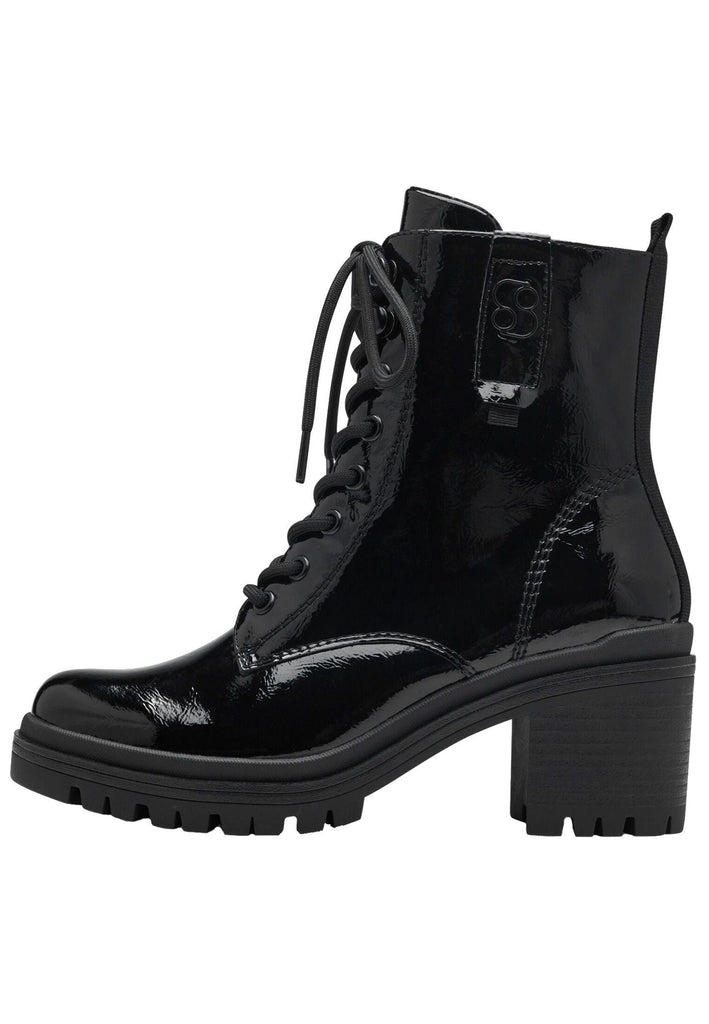 s.Oliver Stiefelette Lederimitat Schwarz Lack Warmfutter - surf4shoes