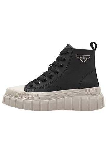 s.Oliver Sneaker Lederimitat/Textil Schwarz Warmfutter - surf4shoes
