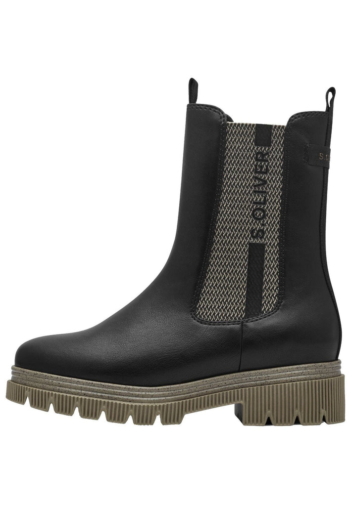 s.Oliver Stiefel Lederimitat/Textil Schwarz Warmfutter - surf4shoes