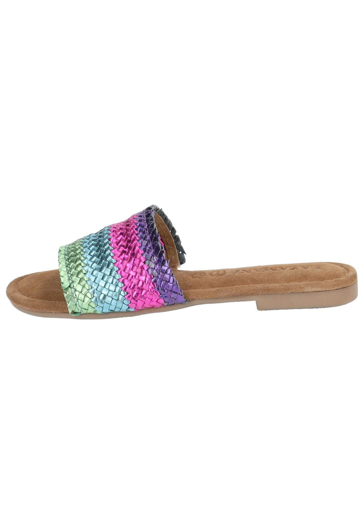 Lazamani Pantoletten Leder Blau/Pink - surf4shoes
