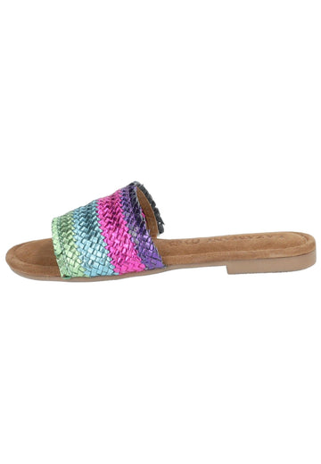 Lazamani Pantoletten Leder Blau/Pink - surf4shoes