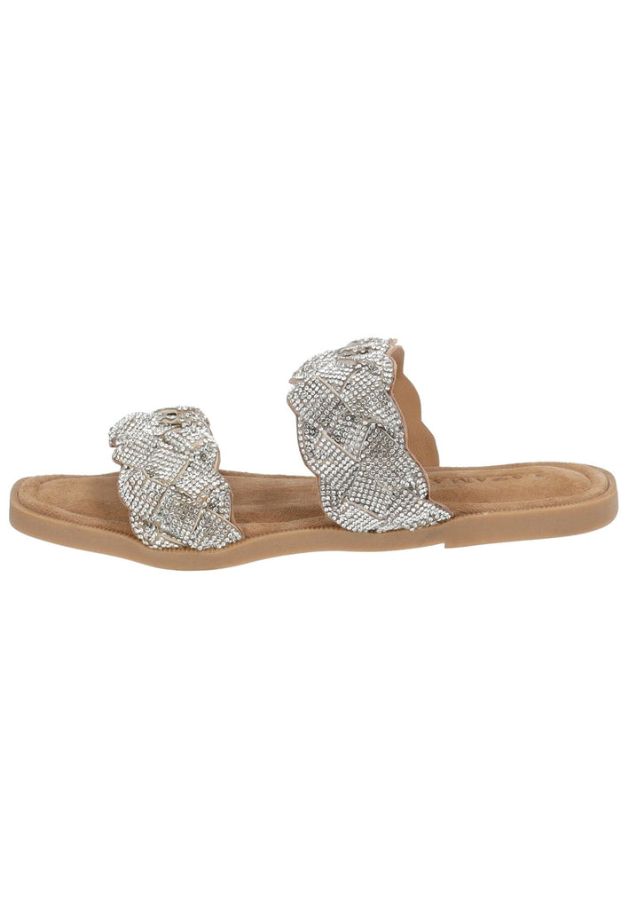 Lazamani Pantoletten Leder/Textil Silber - surf4shoes