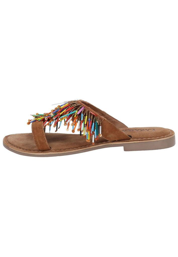 Lazamani Pantoletten Leder/Textil Tan - surf4shoes