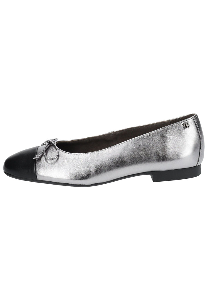 Paul Green Ballerinas Leder Silber/Schwarz - surf4shoes