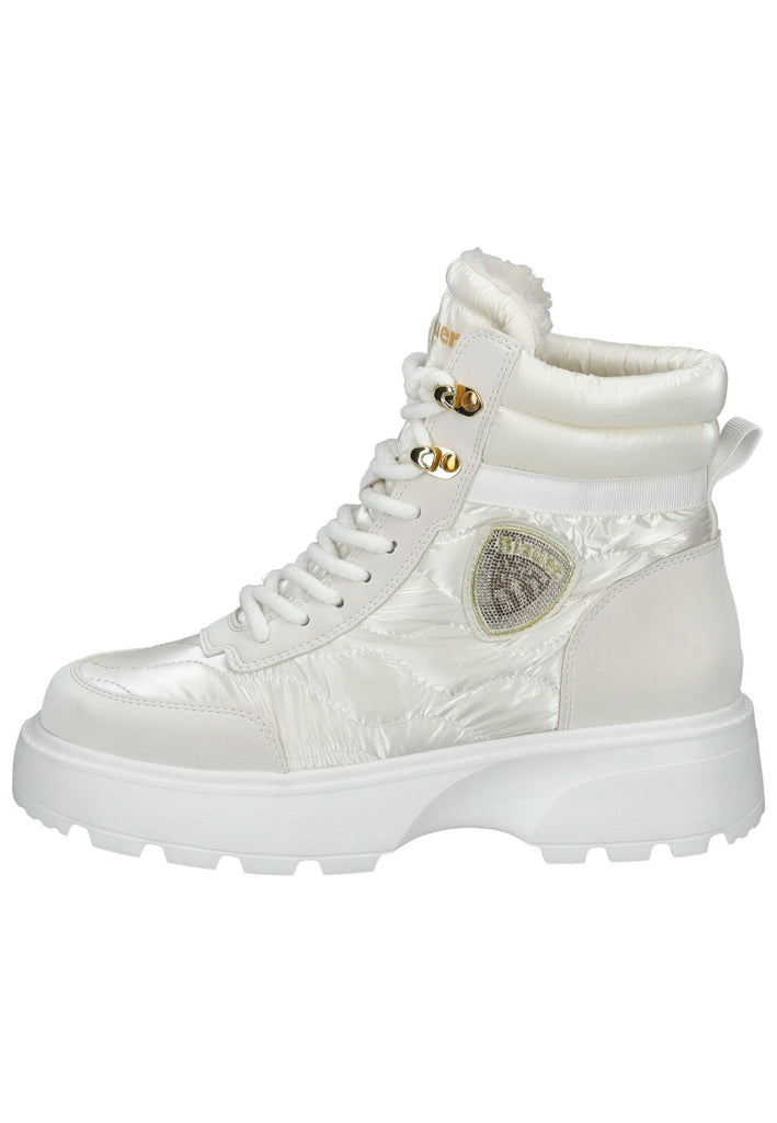 Blauer Stiefelette Lederimitat/Textil Weiß Warmfutter - surf4shoes