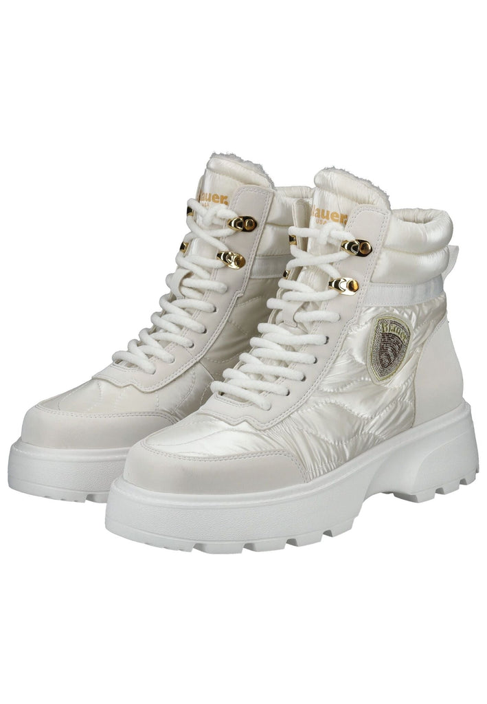 Blauer Stiefelette Lederimitat/Textil Weiß Warmfutter - surf4shoes