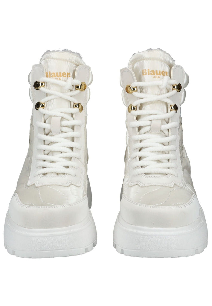 Blauer Stiefelette Lederimitat/Textil Weiß Warmfutter - surf4shoes