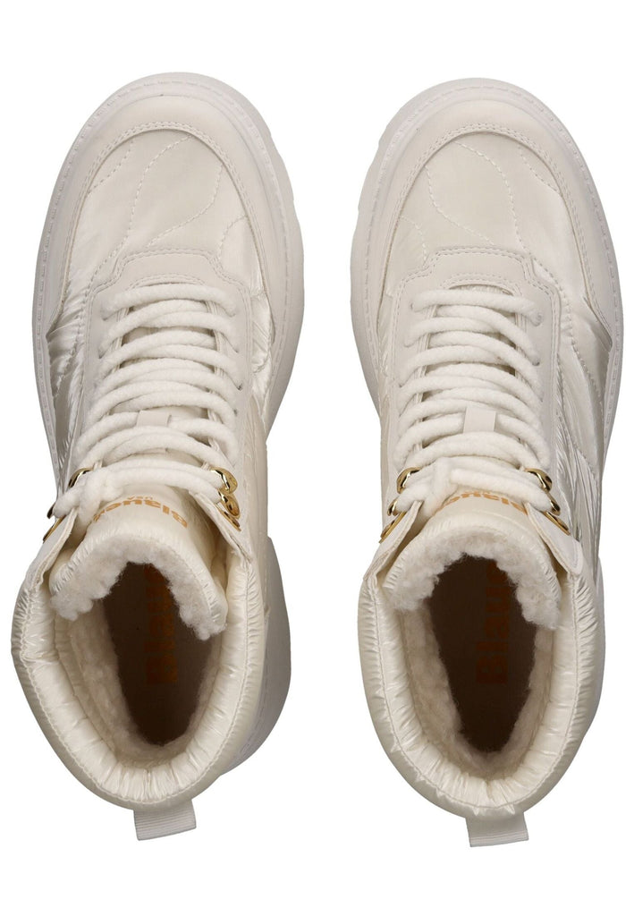 Blauer Stiefelette Lederimitat/Textil Weiß Warmfutter - surf4shoes