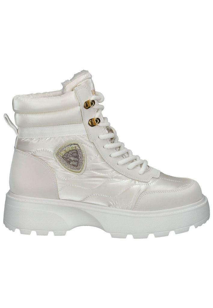 Blauer Stiefelette Lederimitat/Textil Weiß Warmfutter - surf4shoes