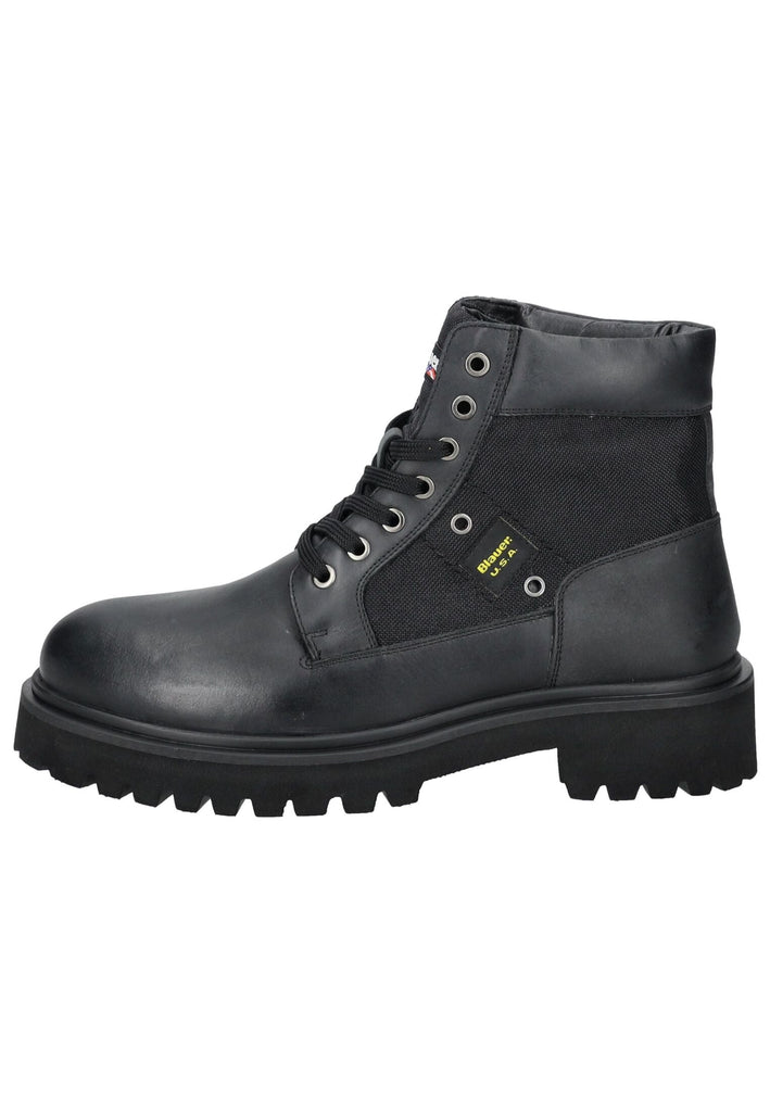 Blauer Stiefelette Leder/Textil Schwarz - surf4shoes