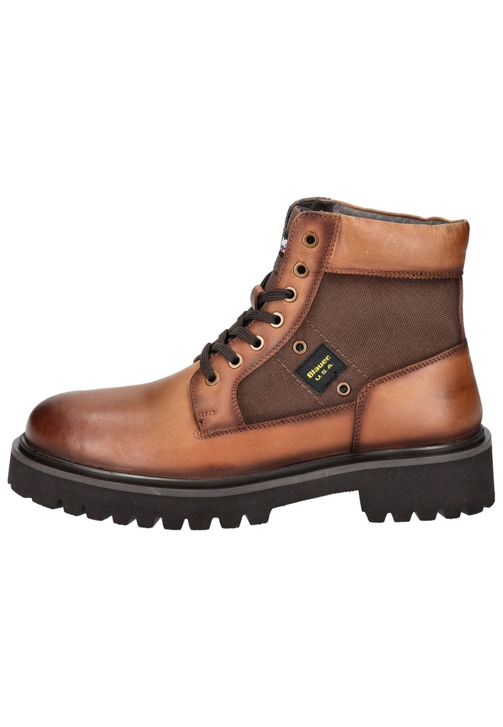 Blauer Stiefelette Leder/Textil Cognac - surf4shoes