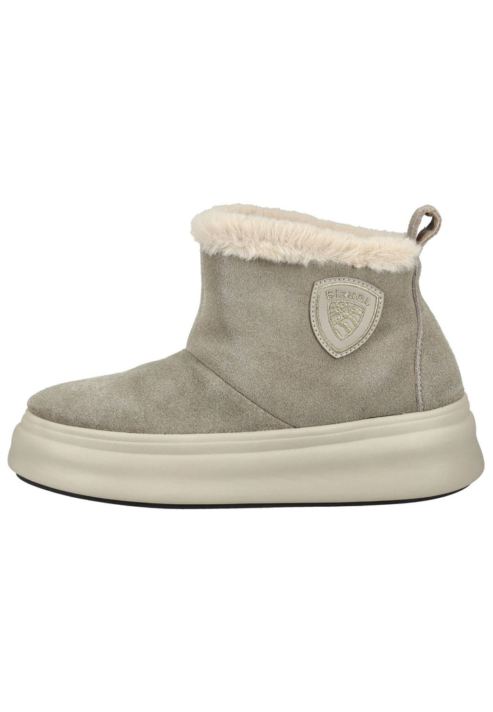 Blauer Stiefelette Veloursleder Taupe Warmfutter - surf4shoes