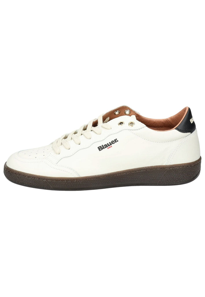 Blauer Sneaker Leder/Textil Weiß/Schwarz - surf4shoes