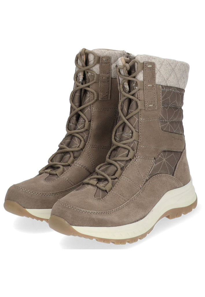 Tamaris Comfort Stiefelette Leder/Textil Taupe Warmfutter - surf4shoes