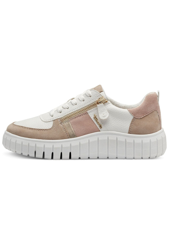 Tamaris Comfort Sneaker Leder/Synthetik Beige/Rosa - surf4shoes