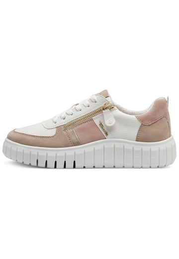 Tamaris Comfort Sneaker Leder/Synthetik Beige/Rosa - surf4shoes