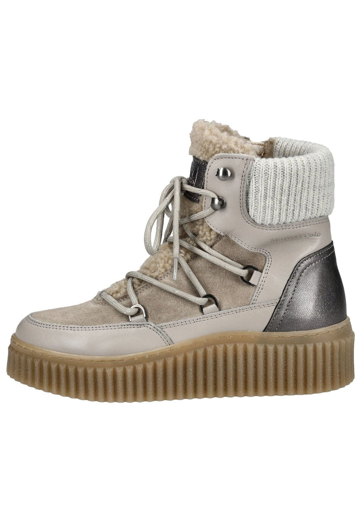 Marc O Polo Stiefelette Leder/Textil Taupe/Beige Warmfutter - surf4shoes