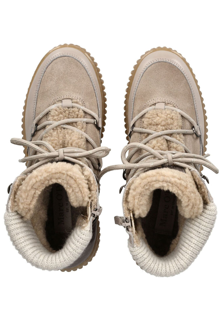 Marc O Polo Stiefelette Leder/Textil Taupe/Beige Warmfutter - surf4shoes
