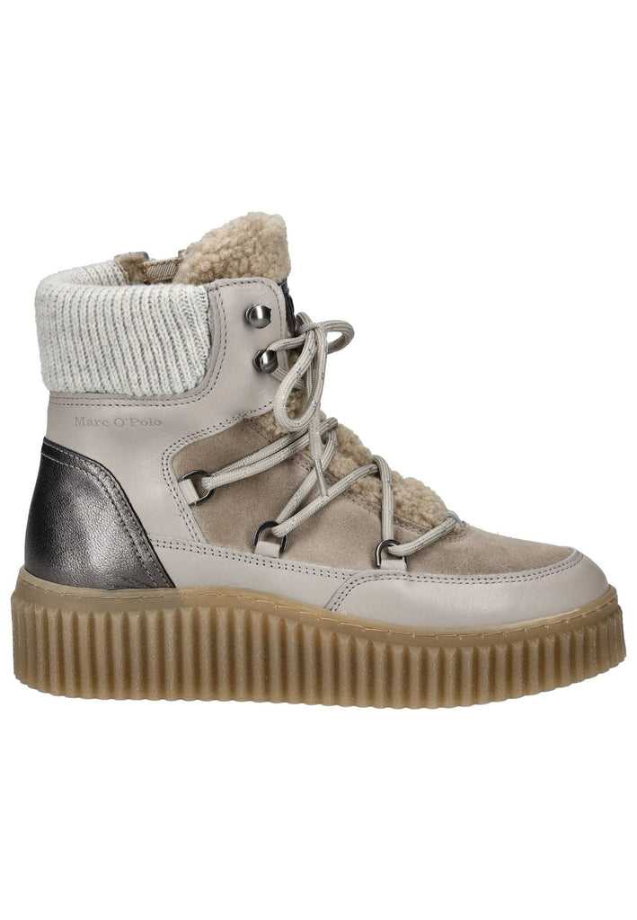 Marc O Polo Stiefelette Leder/Textil Taupe/Beige Warmfutter - surf4shoes