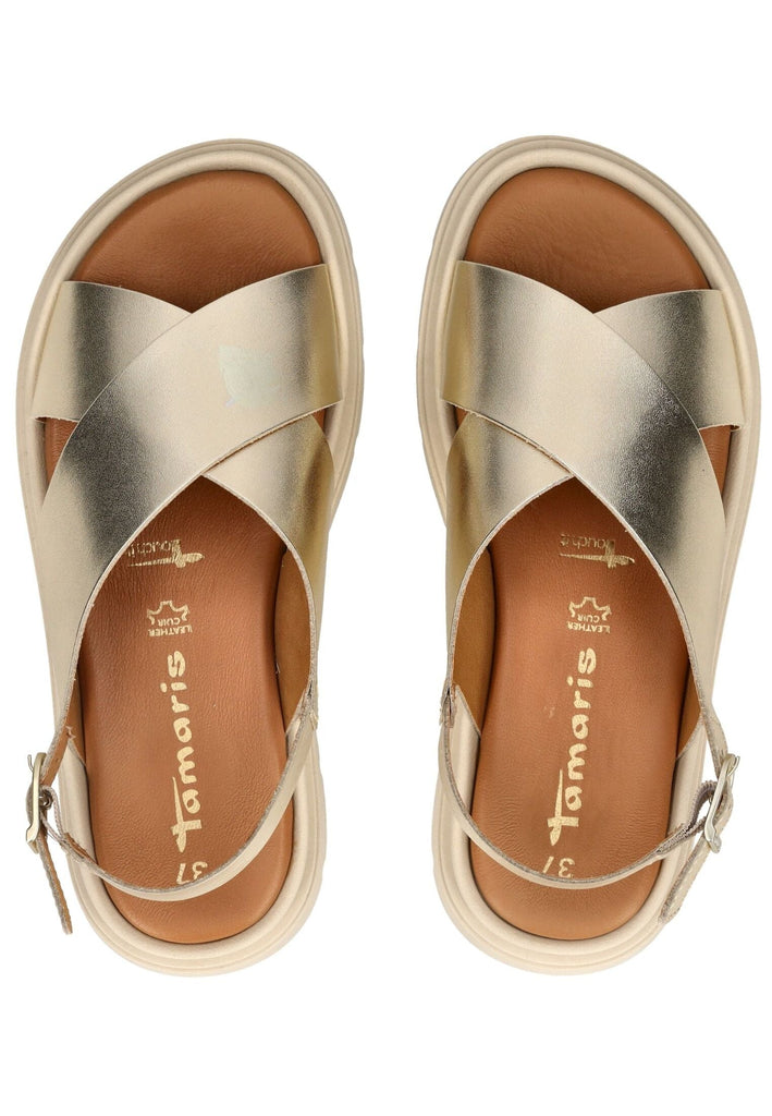 Tamaris Sandalen Leder Hellgold - surf4shoes