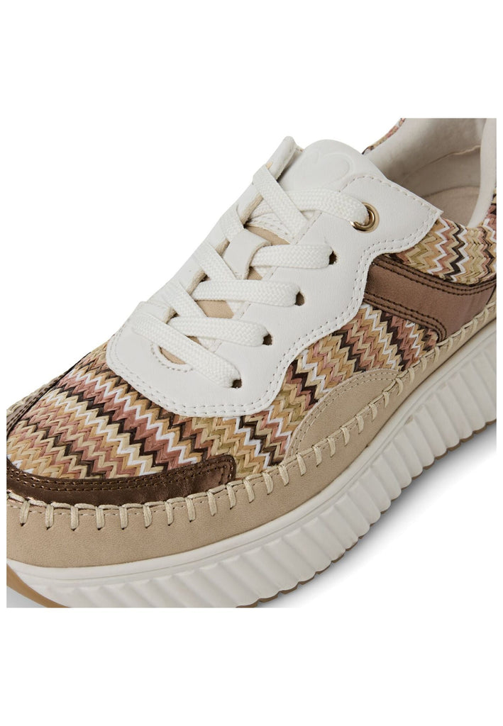 Marco Tozzi Sneaker Lederimitat Beige/Braun - surf4shoes