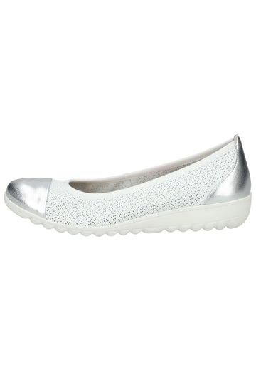 Caprice Ballerinas Leder Weiß/Silber - surf4shoes