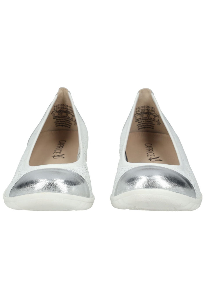 Caprice Ballerinas Leder Weiß/Silber - surf4shoes