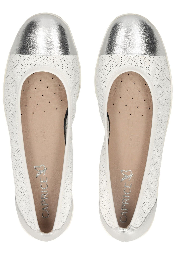 Caprice Ballerinas Leder Weiß/Silber - surf4shoes