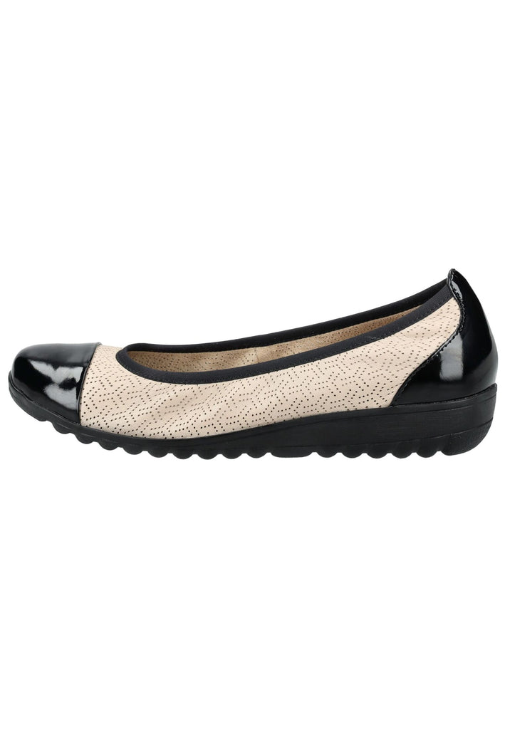 Caprice Ballerinas Leder Beige/Schwarz - surf4shoes