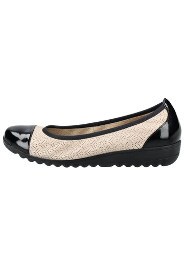 Caprice Ballerinas Leder Beige/Schwarz - surf4shoes