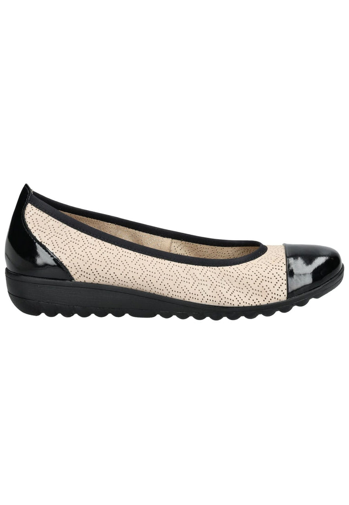 Caprice Ballerinas Leder Beige/Schwarz - surf4shoes