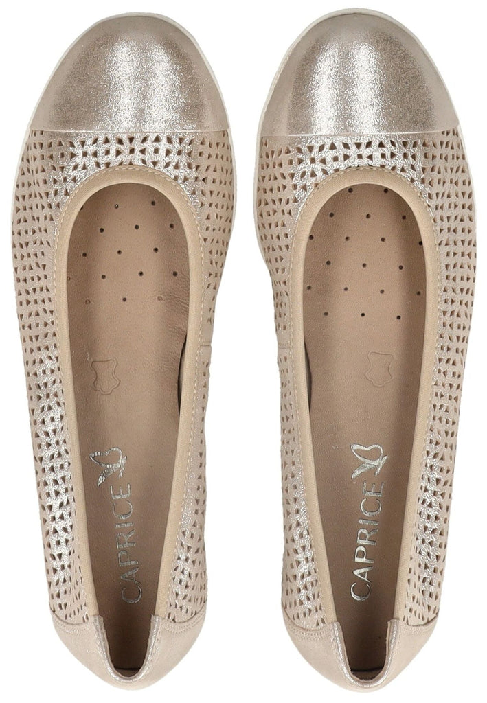 Caprice Ballerinas Leder Taupe - surf4shoes