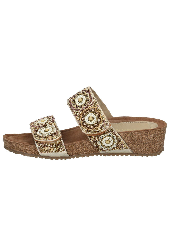 Lazamani Pantoletten Leder Beige - surf4shoes