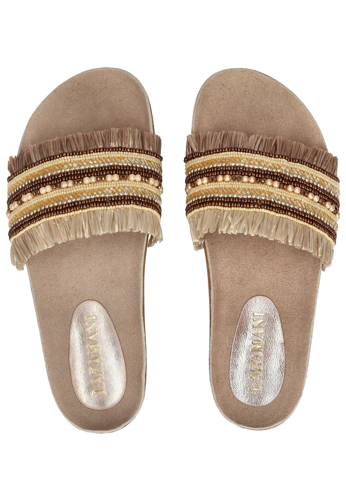 Lazamani Pantoletten Leder Braun - surf4shoes