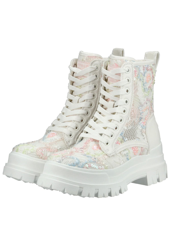 Buffalo Stiefelette Lederimitat Weiß/Rosa - surf4shoes